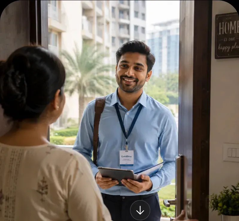 Letsbima.com advisor visiting a family in Delhi NCR for in-person policy audit