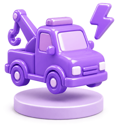 3D CGI Roadside assistance vehicle and emergency mobility cones