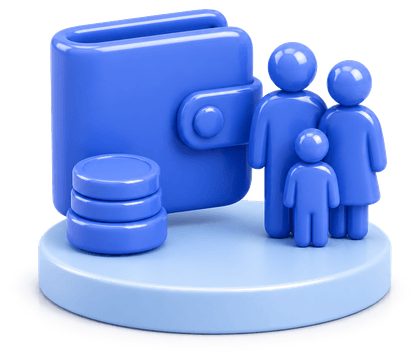 3D CGI Family protection umbrella and financial security